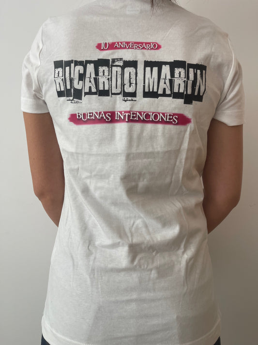 Camiseta Mujer 10º aniversario Buenas Intenciones de RICARDO MARÍN BLANCA